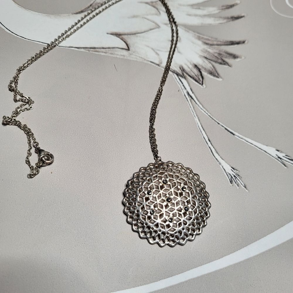 Silver Pendant with Rhinestones